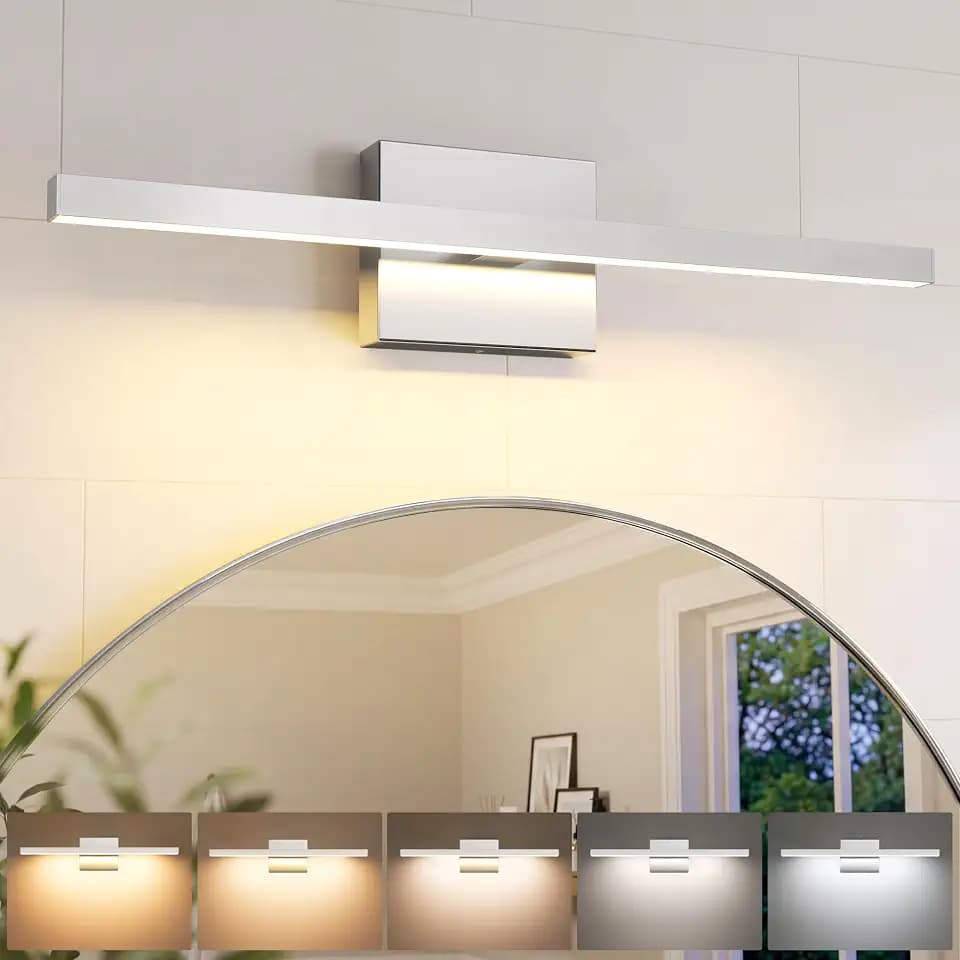 NIORSUN 23.6 inch Chrome Bathroom Vanity Light,14W 5CCT Dimmable LED Bathroom Lighting Fixtures Over Mirror, Modern Vanity Lights for Bathrooms Restroom Mirror- ETL Certified