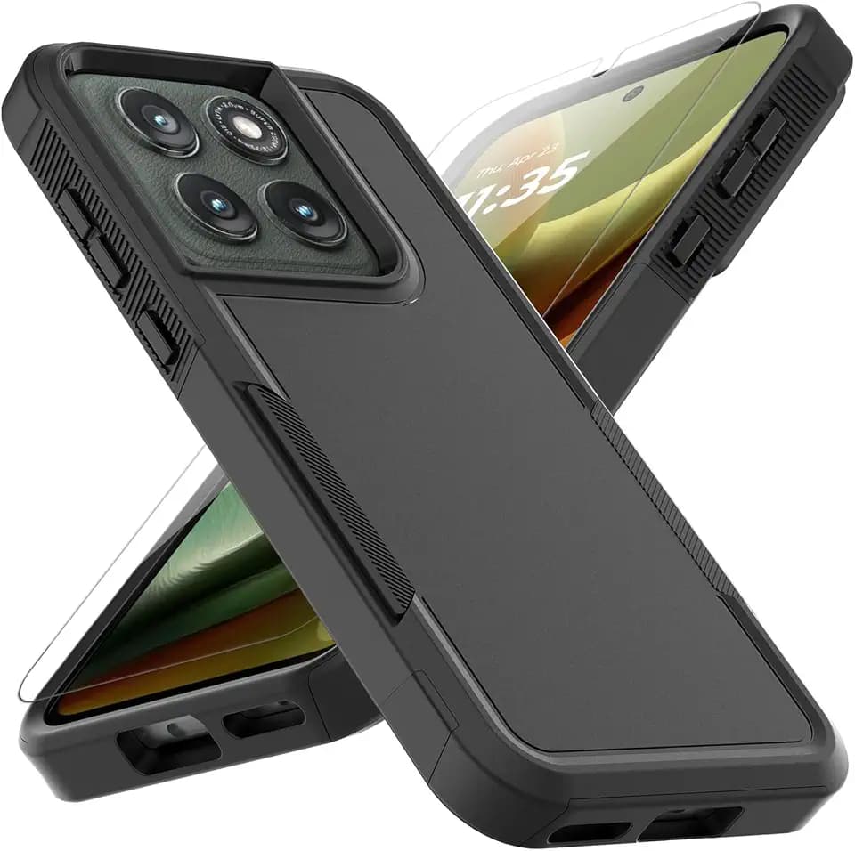 MDCN for Motorola Edge 2026 Case: Dual Layer Protective Heavy Duty Cell Phone Cover Shockproof Rugged with HD Screen Protector - Military Protection Bumper Tough for Motorola Edge 2026, Black