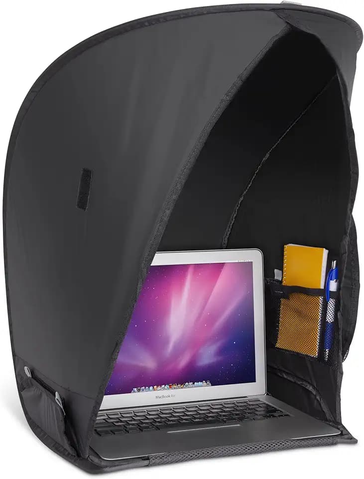 RitzGear Pop-Up Laptop Sun Shade | Portable Compact Anti-Glare Screen Hood, Tent & Carry Case for Up-to 17” Laptops or Monitor | Light Reflective Shield & Waterproof Privacy Cover for Working Outside