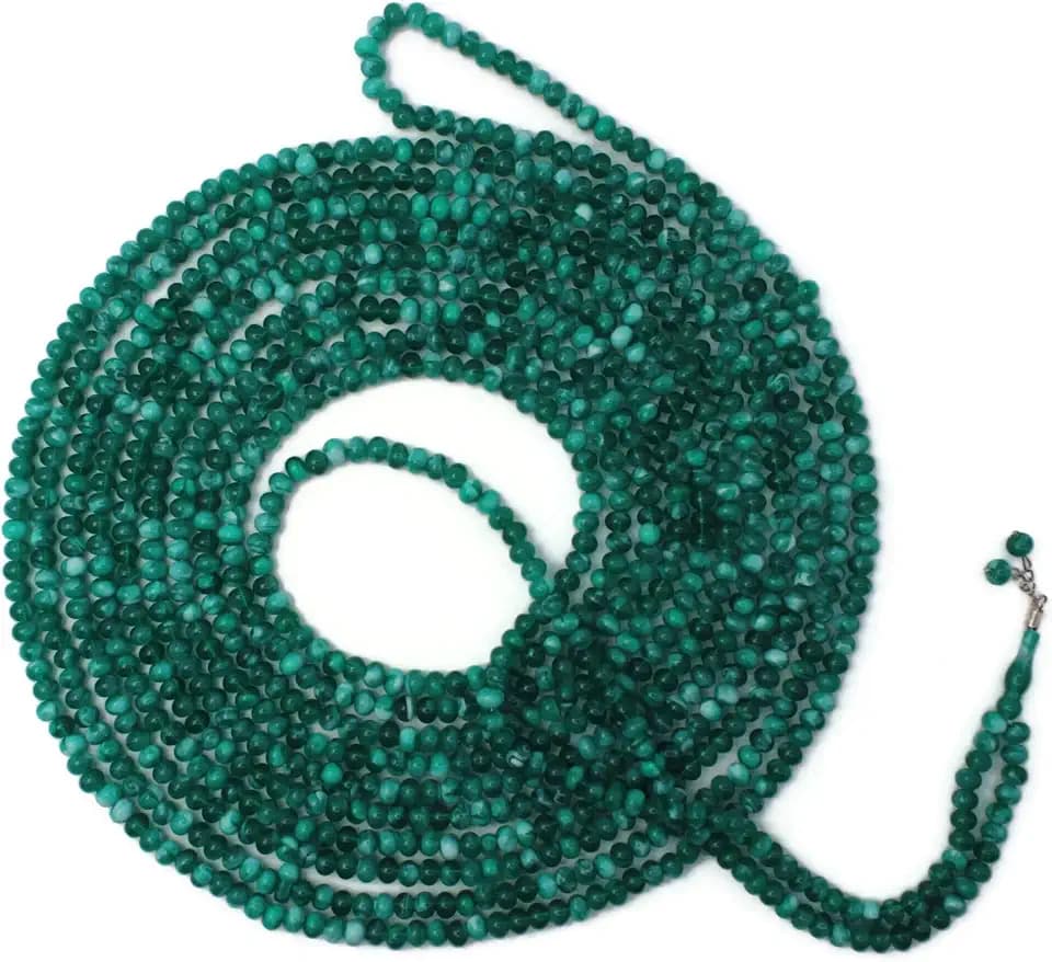 1000-Bead Teal Acrylic Islamic Prayer Beads (Tesbih/Masbaha) – Smooth Worry Beads for Meditation, Dhikr, and Gift Giving – 7x9mm Oval Shape