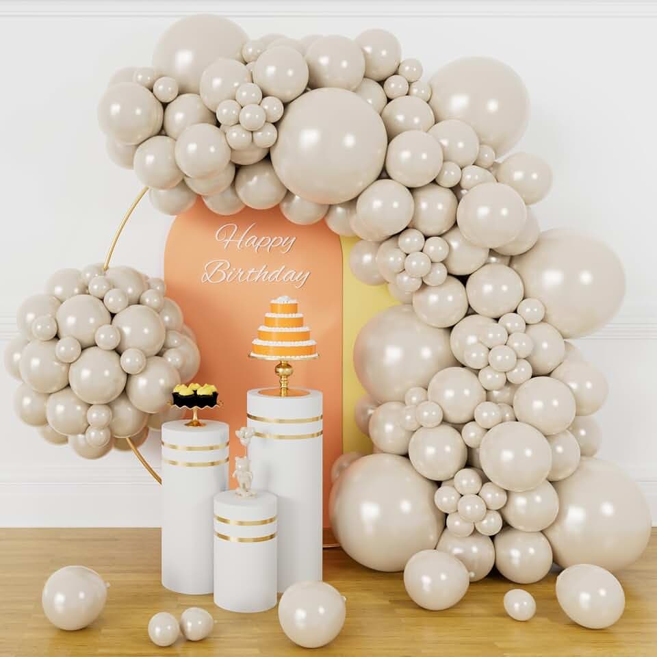 White Sand Balloon Arch Kit 134PCS, Premium Latex Balloon Garland Kit