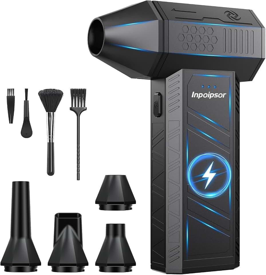 Compressed Air Duster - 130000RPM Powerful Electric Air Duster, 3 Gear Adjustable Cordless Air Blower, Rechargeable Dust Cleaner for Keyboard, Computer, Home, Outdoor, Car