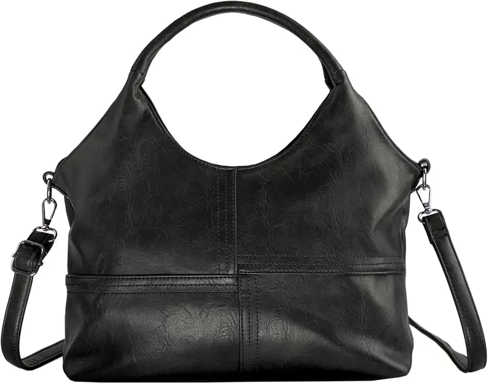 Women Medium Vegan Leather Satchel, Top Handle Hobo Bag with Adjustable Shoulder Strap, Casual Daily & Travel Handbag