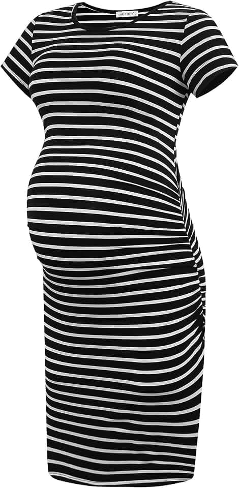 Smallshow Damen Umstandskleid Kurzarm Umstandsmode Kleid Sommer
