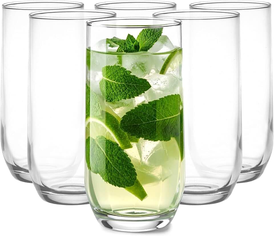 Glasmark KROSNO 1992 Trinkgläser Set Longdrinkgläser 6 Stück 400 ml Gläser Wassergläser Cocktailgläser Highball Glas Spülmaschinenfest