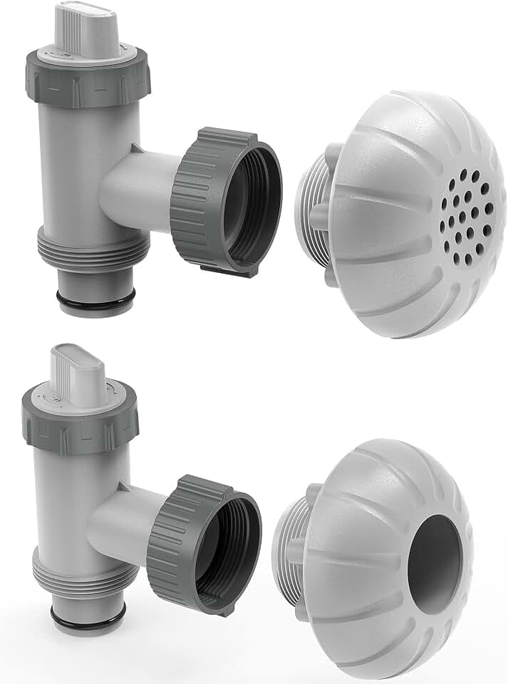 Above Ground Pool Parts, Plunger Valves for Pools Replacement Parts, Pool Pump Part with On Off Plunger Valves, 1.5" Outlet Strainer & Inlet Nozzle, Pool Hose Adapter for Sand Pump