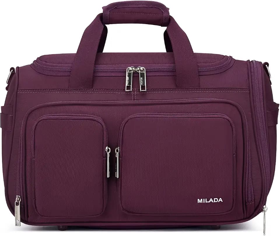 MILADA Underseat Carry On Luggage Bags for Travel Lightweight Foldable Carry On Bags for Airplanes Small Duffle Bag for Men Women TSA Approved Underseat Bag Travel Tote Bags, Purple