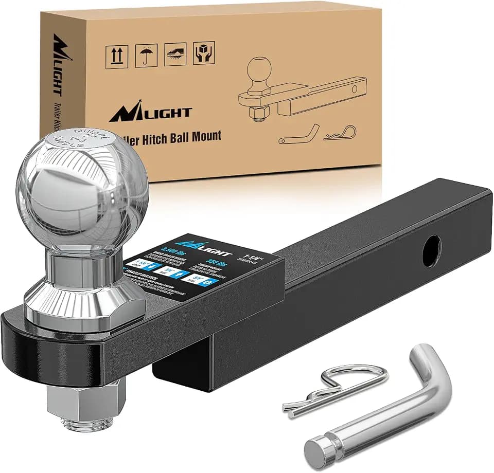 Nilight Trailer Hitch Mount with 2 Inch Trailer Ball Fits 1-1/4" Receiver