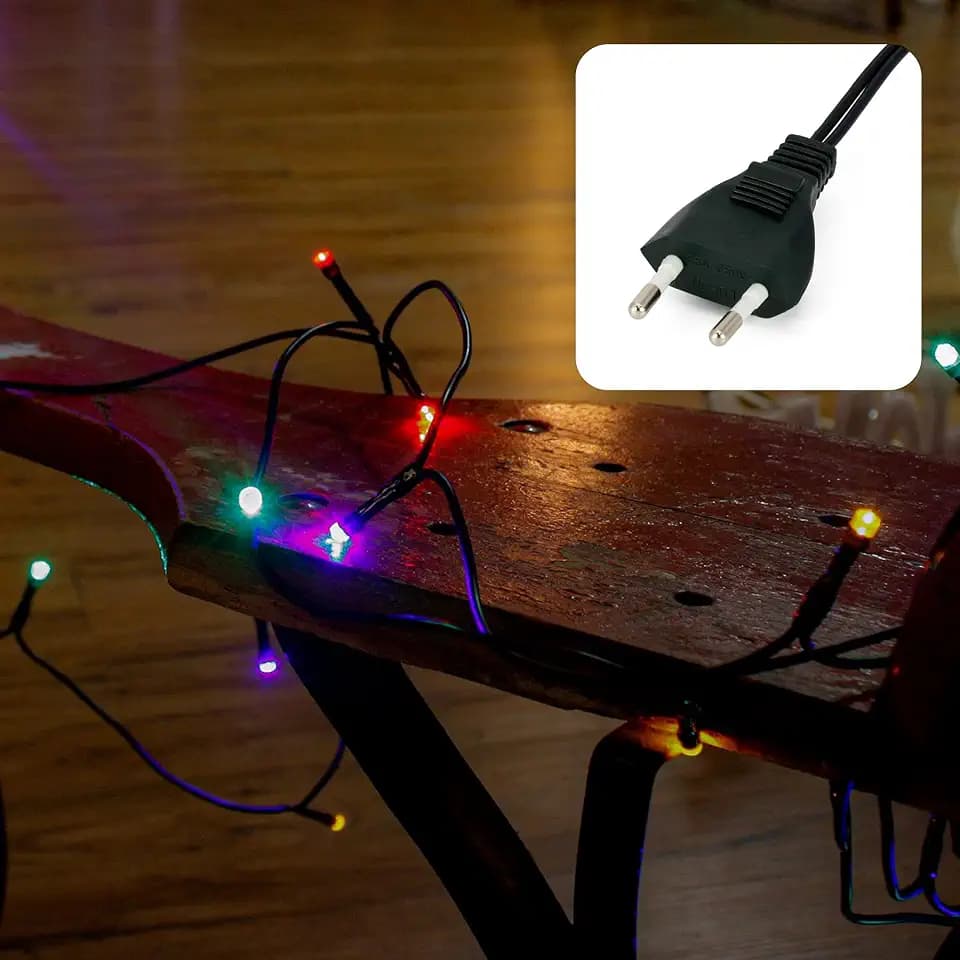 hellum 35 LED Mini Lichterkette bunt innen, Kabel grün, 5,10m beleuchtet