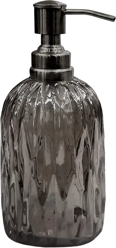 nu steel GLA328D-6 Glacier Collection Glacier Collection Glasflasche mit Metallverzierung, nachfüllbar, für Badezimmer, Schminkflasche, für Lotion, Handdesinfektionsmittel, Smoke, Amber Gold