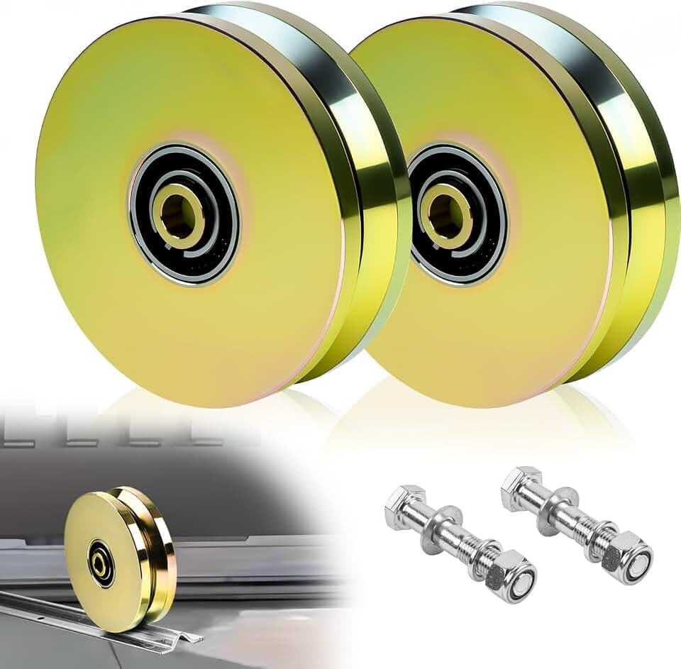 2 Pack 6" V-Groove Wheel, Heavy Duty Solid Steel Sliding Gate Wheel with Dual Sealed Bearings, for Inverted V Track Rolling Gates, 5000 lbs Capacity, Includes Mounting Bolts & Nuts