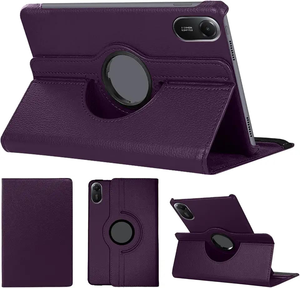 SWEIMEN Hülle Kompatibel mit Redmi Pad 2 11" Tablette, PU Lederhülle 360° Drehbar Multi-Winkel Schutz Ständer Schutzhülle