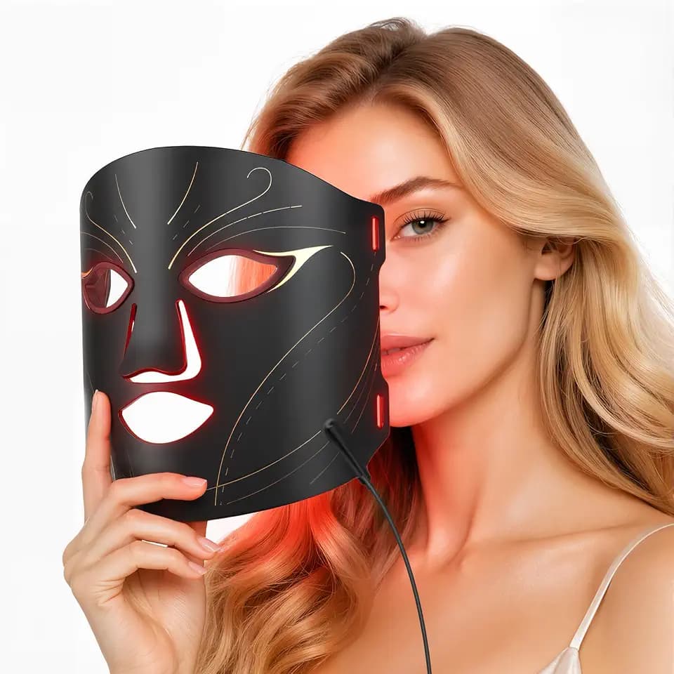 LED Maske Gesicht mit 4 Modi für Anti-Aging, Hautklärung