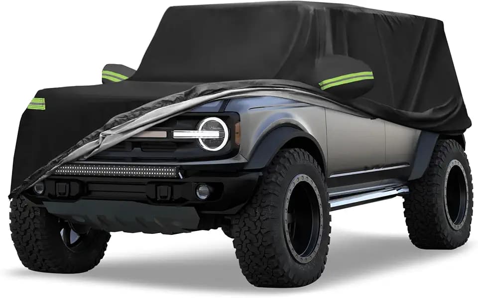 Full Exterior Cover with Driver Door Zipper Car Cover Waterproof All Weather for Ford Bronco 4 Door 2021-2023 210D Oxford Cloth