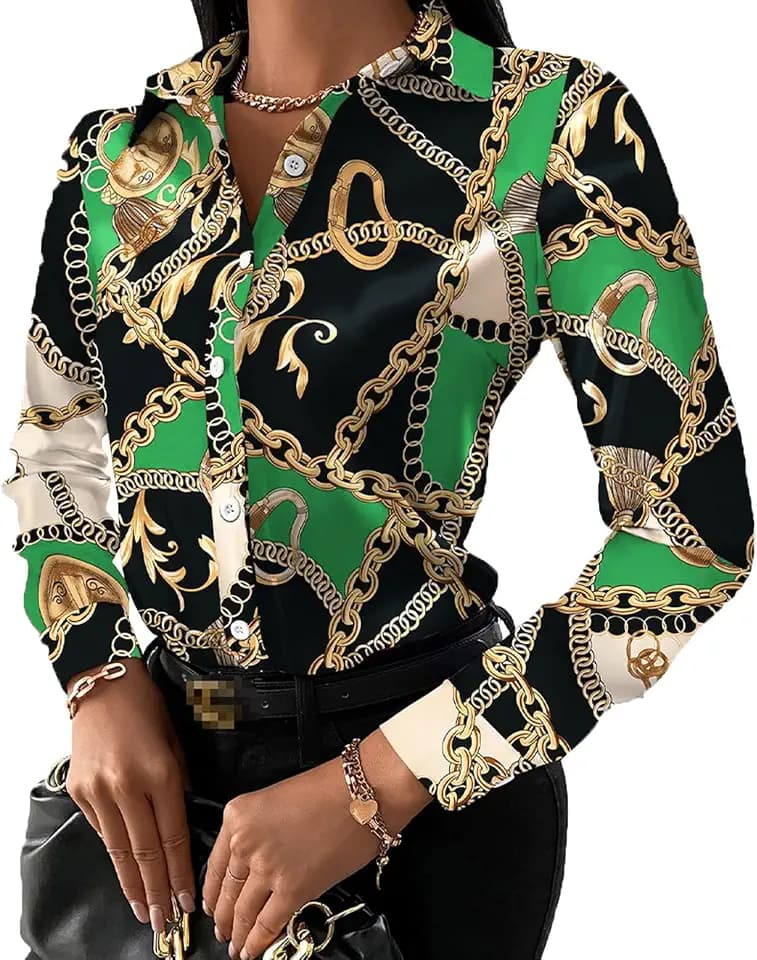 MsavigVice Buchona Blouse for Women Long Sleeve Button Down Shirt