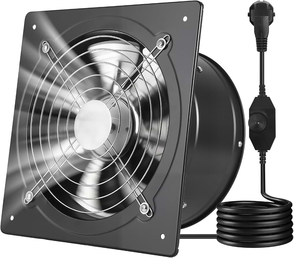 VEVOR Abluftventilator 300x300 mm, Leistungsstarker Wandventilator 1678 m³/h, mit Drehzahlregelung, 50 W, Leiser Ventilator für Dachboden, Garage, Keller, Werkstatt, Küche & Hühnerstall