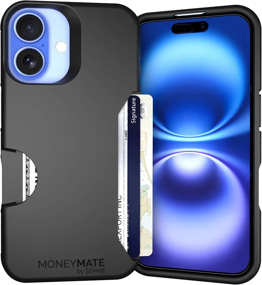 Scooch for iPhone 16 Wallet Case Card Holder, Moneymate, Black