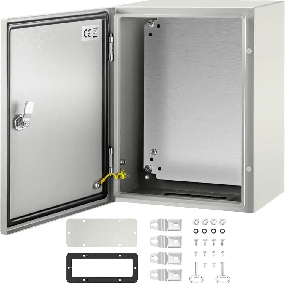 VEVOR Schaltschrank NEMA-Industriegehäuse, 40 x 30 x 20 cm NEMA 4X-Stahl-Schaltkasten, IP66 wasser- und staubdicht, elektrischer Anschlusskasten für den Außen-/Innenbereich, mit Montageplatte