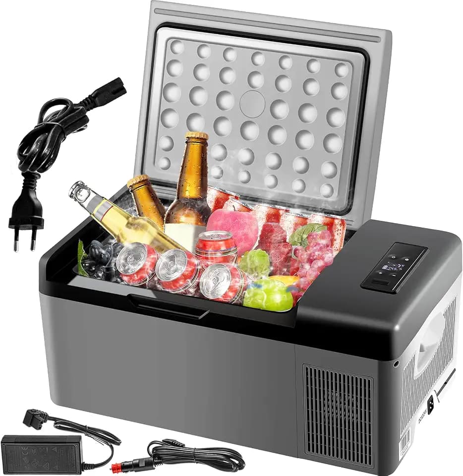 VEVOR Elektrische Kühlbox,15 L Auto Kühlbox 98 x 320 x 260 mm Kühlbox Elektrisch 20 ? ~ 10 ? Tragbare Gefrierbox Minikühlschrank Kompressor Kühlbox, Auto, Lkw, Boot, Reisemobil, Camping, Grey