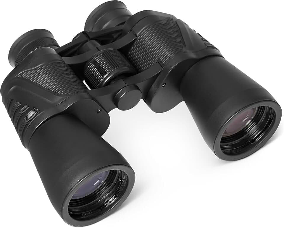 Amazon Basics 7x50 Hochleistungsfernglas Für Erwachsene, Ideal Für Sternbeobachtung Und Fernsicht, Weites Sichtfeld, FMC-Optik, Mit Stativ Kompatibel, Schwarz