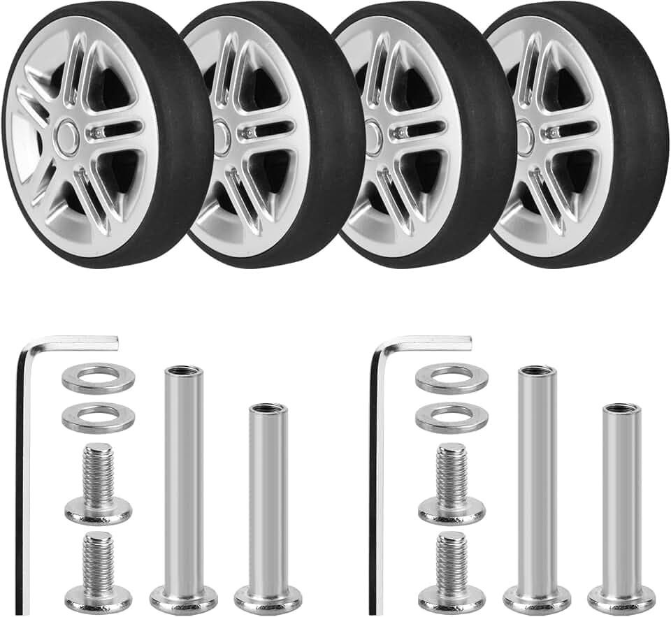 4 Stück Kofferrollen Ersatzrollen 50x11mm Koffer Ersatzrollen Schwarz Verschleißfeste Gummi Ersatzräder für Koffer mit Doppelrollen(Silber-V12)