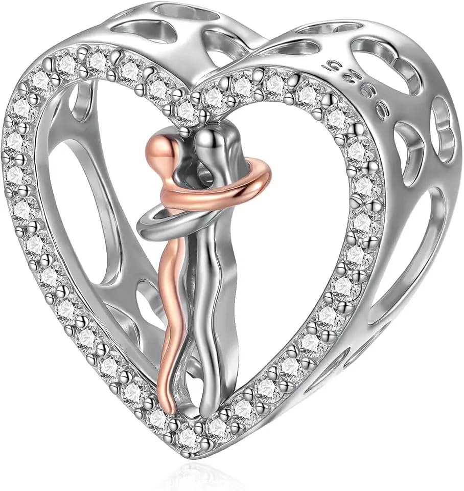 Hug Couple Gifts 925 Sterling Silver Hug Charms for Bracelet Valentines Day Jewelry Gifts for Women Her wife Mom