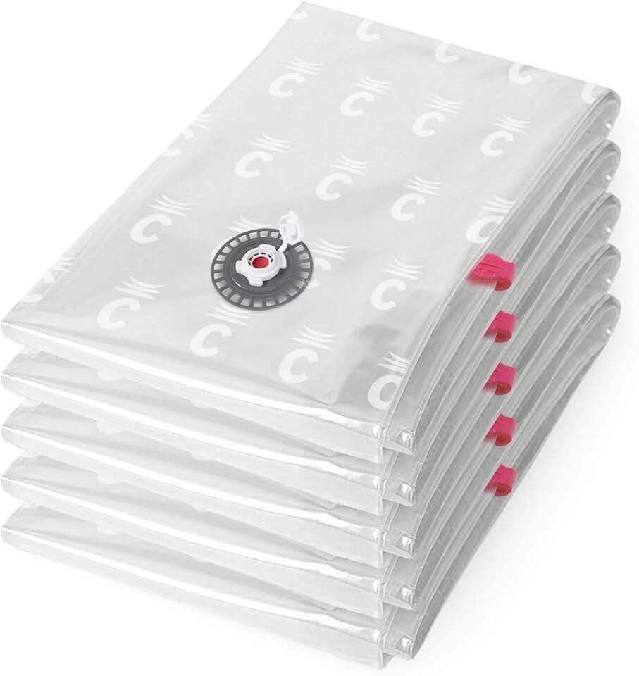 Compactor ASPISPACE Set mit 5 Vakuum-Kompressionsbeuteln, XL, 80x130 cm, Transparent