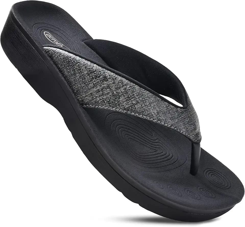 AEROTHOTIC Comfy Arch Support Flip Flops for Women Orthopedic Slip on Sandals