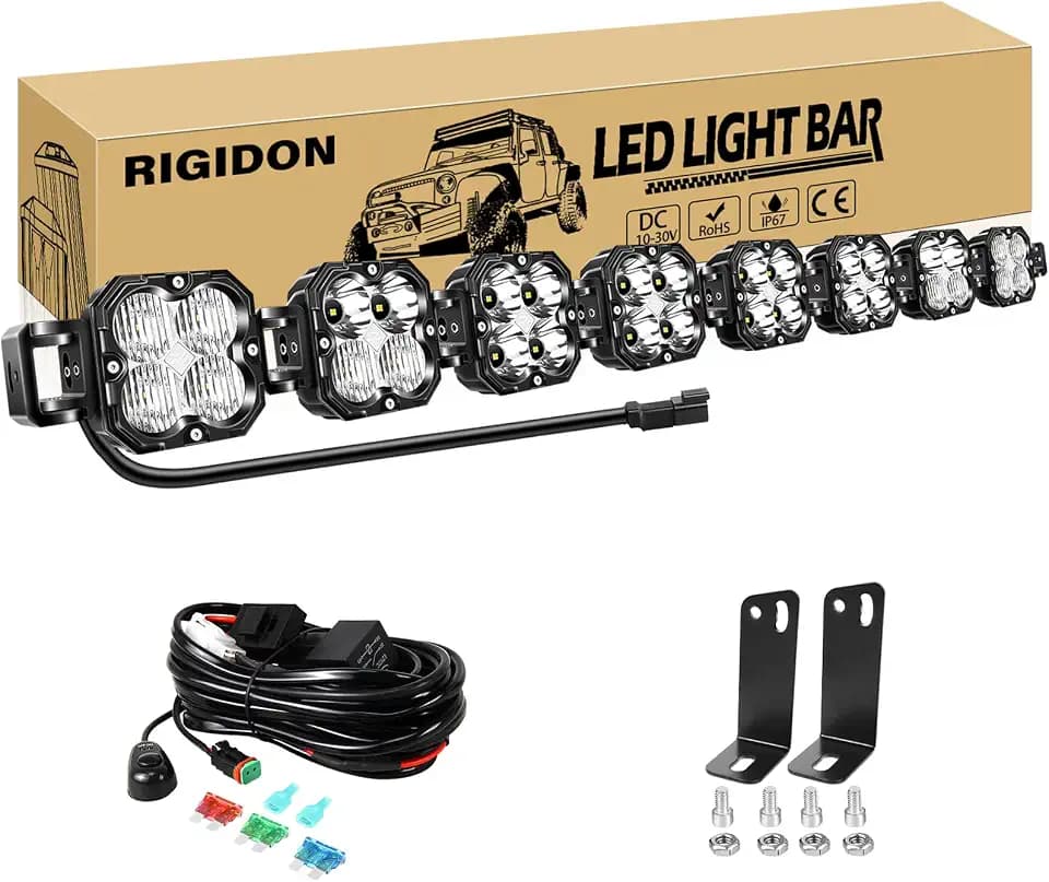 RIGIDON 52 Inch 240W 24000LM Curved Linkable LED Light Bar with DT Wire