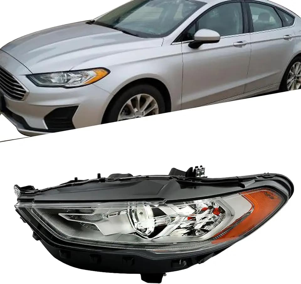 Silscvtt Headlights Front Head Lamps Replacement for Fusion 2017-2019 Halogen DRL Projector Headlights Left Side (Driver Side)