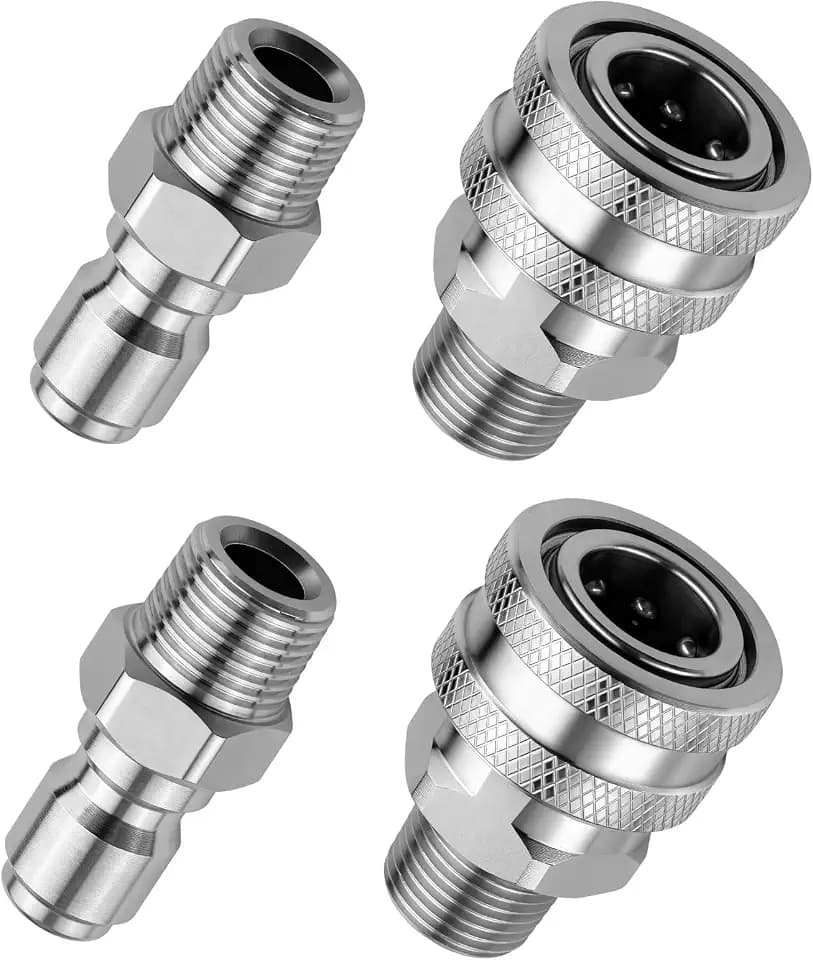 Pressure Washer Quick Connect Kit, 2-Set 3/8" Stainless Steel Quick Disconnect Fittings with Male NPT Threads, 5000 PSI Adapter for Hose, Gun, Wand, Sprayer