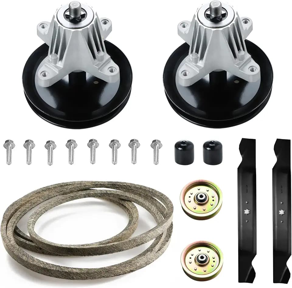 46" Deck Rebuild Kit Mower for Cub Cadet MTD Troy-Bilt Compatible with 2 Spindles 618-04865, 2 Flat Idlers Pulleys 753-08171, 2 Blades 942-04244, Deck Belt 754-04219