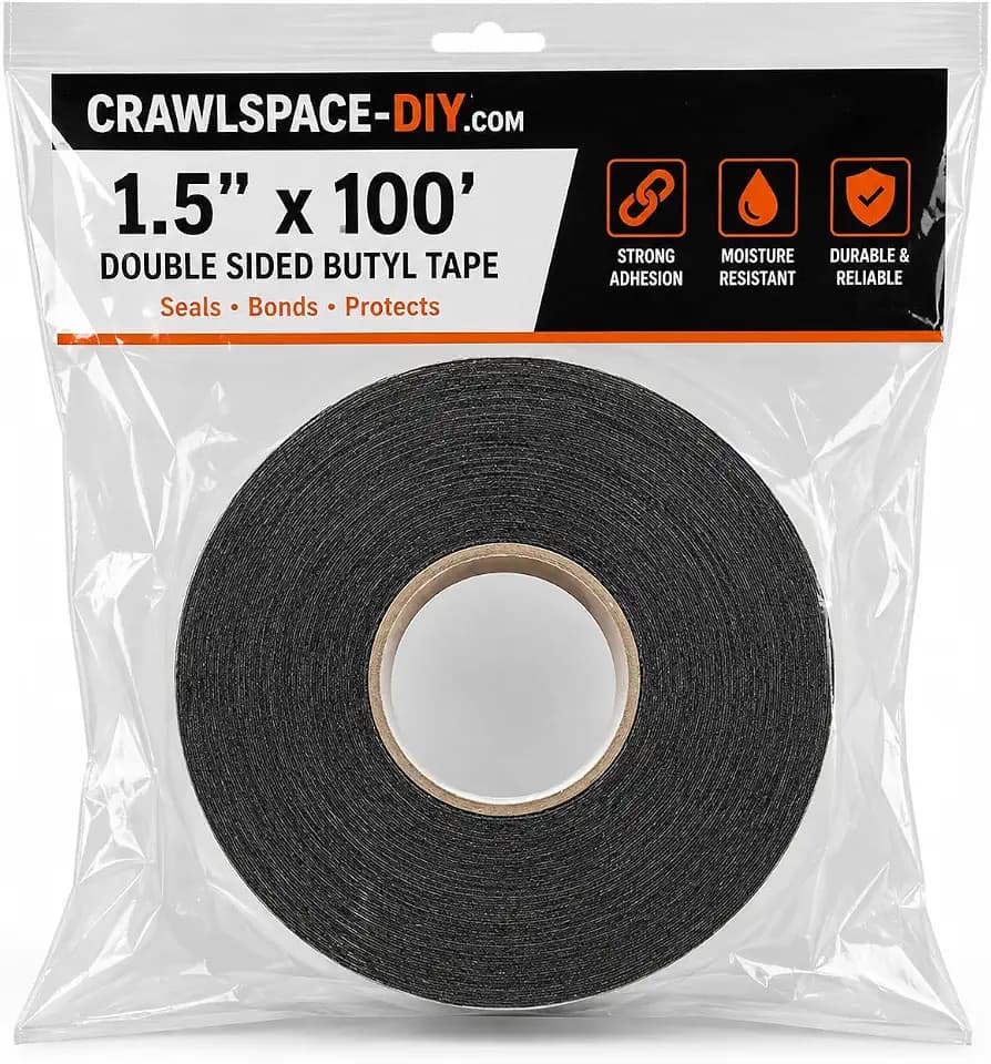 CrawlSpace-DIY 1.5” x 100’ Butyl Sealant Tape – Waterproof Butyl Rubber Repair Tape for Vapor Barriers, Windows, RV, Boat & Roof Patching