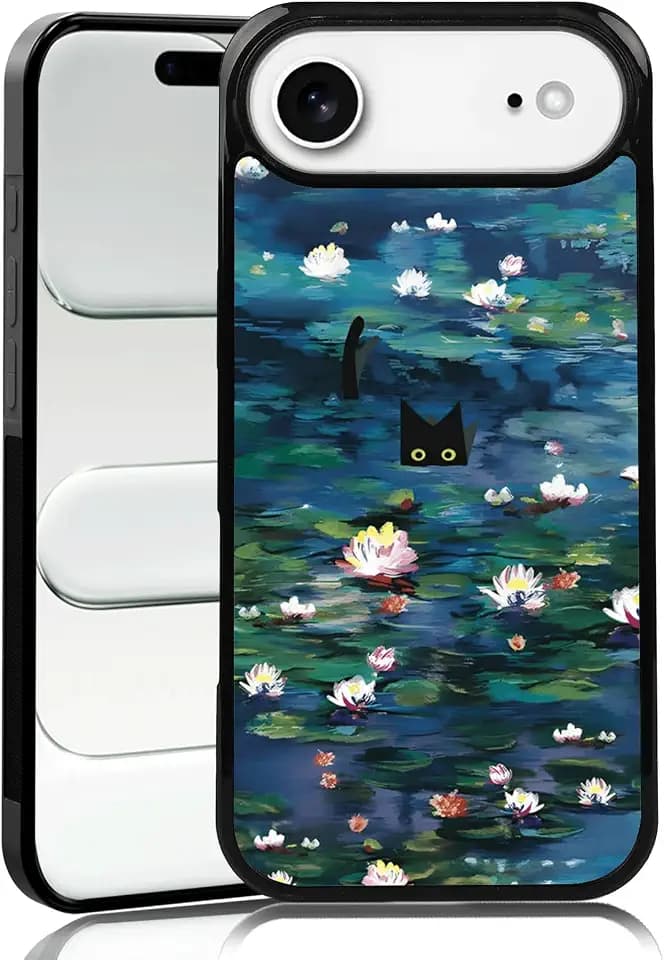 Water Lilies Phone Case Fit for iPhone Air — TPU Shockproof Protective Monet Waterlily Cat Flowers Phone Cover Gift for Boy Girl Men Women