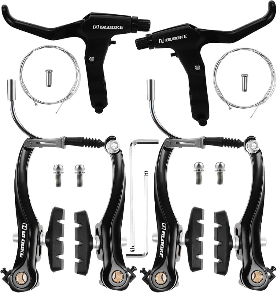 Fahrrad Bremsen Set V-Brake Universal Fahrradbremsen-Set Vordere und Hintere MTB Bremse, Bremsseile und Bremshebel Kit für Mountainbikes und Rennräder (schwarz)