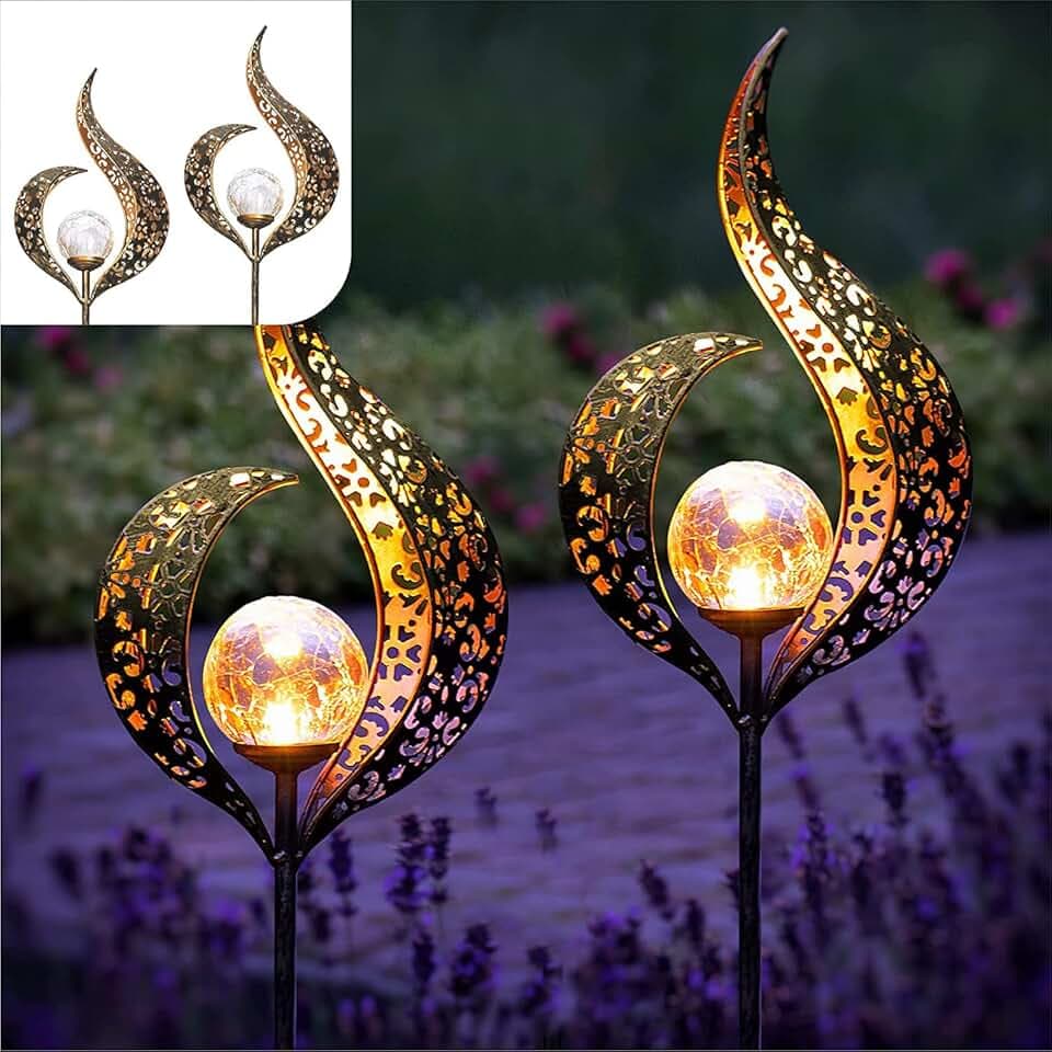 Gadgy Solarleuchten Garten 2er Set LED Laternen Wasserdicht Schwarz