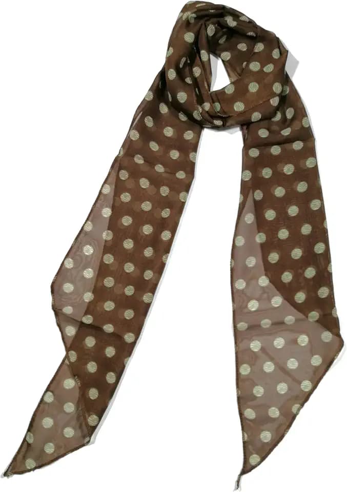 Shanlin Vintage Polka Dot Chiffon Skinny Scarf – Lightweight Retro Long Ribbon for Neck, Hair, Hat