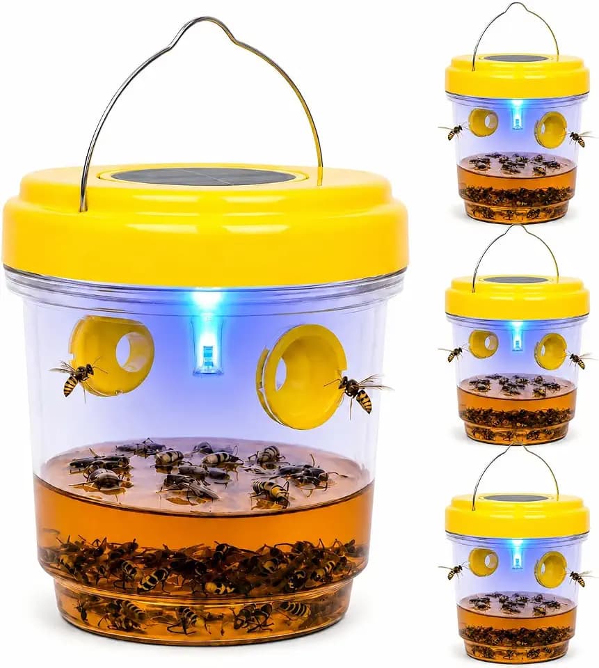 4 Pack 2026 New Upgrade Wasp Trap Outdoor Hanging, Yellow Jacket Traps, Bee Traps Outdoor Hanging, Carpenter Bee Traps for Outside, Hornet Traps (4)