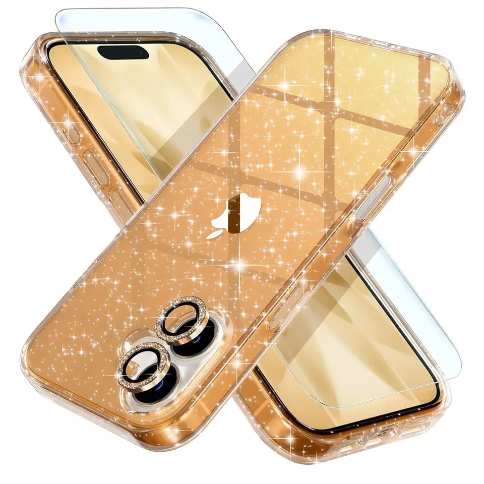 Choiche for iPhone 17 Case Clear Women Girly (Glitter Gold)