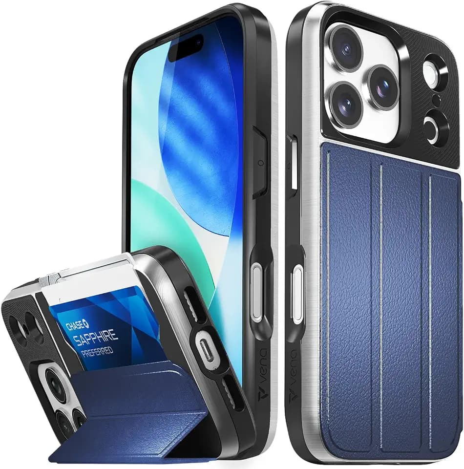 VENA vCommute for iPhone 17 Pro Wallet Case, Blue