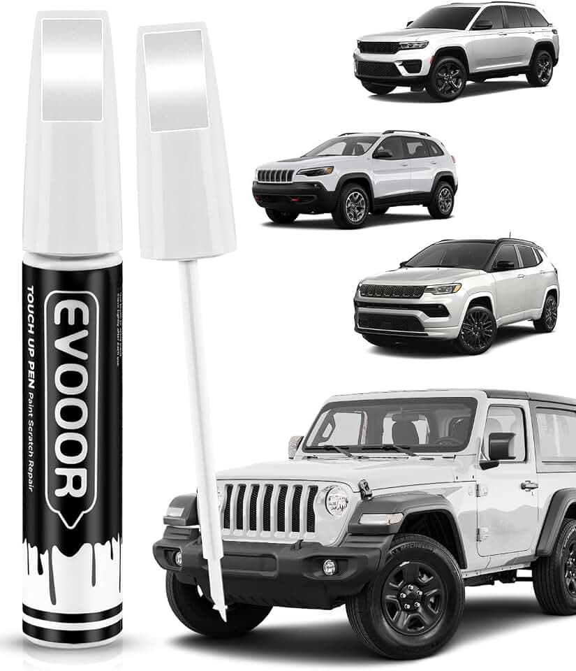 PW7/GW7 Bright White Touch Up Paint Compatible with JeepExact Match 2 in 1 Touch up Paint for Chips and Nicks Repair