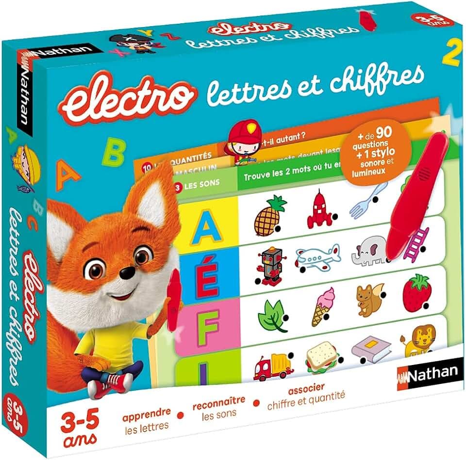 Dujardin Nathan Nathan – Electro Buchstaben und Zahlen – Buchstaben und Geräusche Lernen – Elektronisches Lernspiel – 1 Stift mit Ton und Licht – für Kinder von 3 bis 5 Jahren