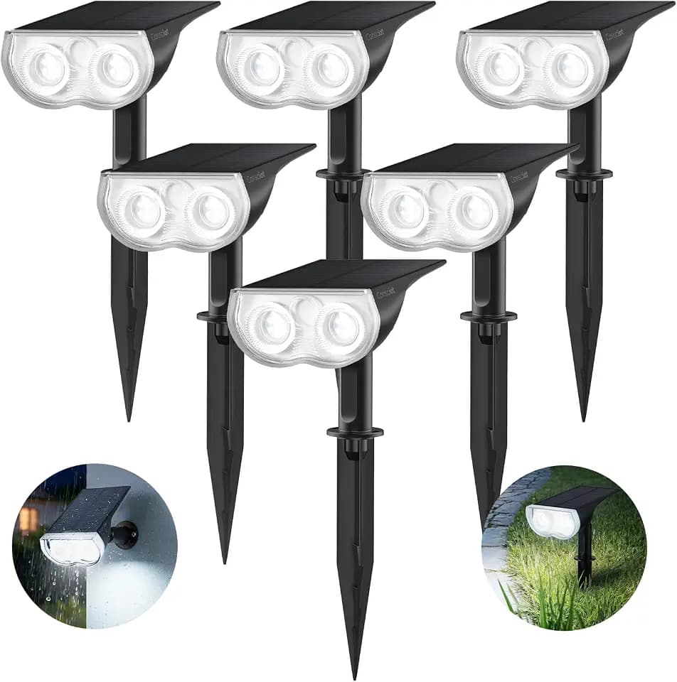Consciot Solar Spot Lights Outdoor Waterproof, Landscape Solar Spotlights