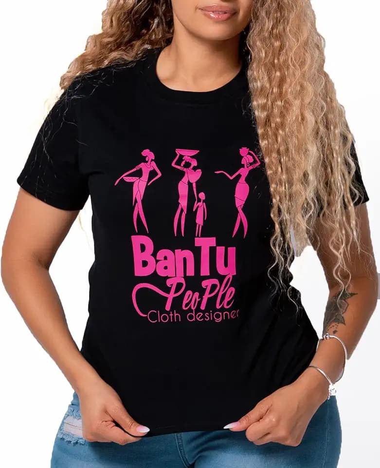 Graphic Tee for Women – Inspirational Cultural Black Cotton T-Shirt with Pink Accents – Life-Giver – Black Pink