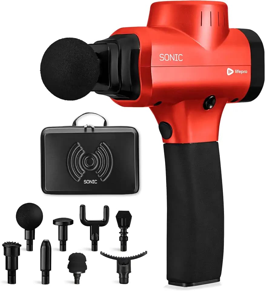 Lifepro Sonic Massage Gun Percussion Muscle Massager, 8 Heads & 5 Speeds