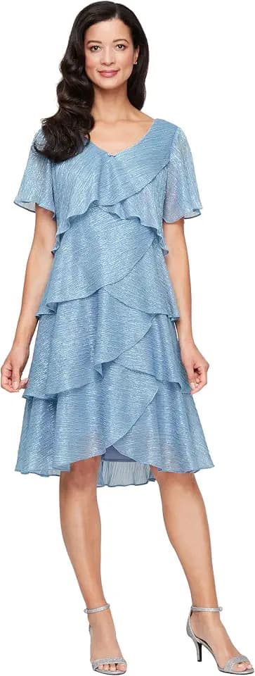 S.L. Fashions Women's Tiered Cocktail Dress (Petite and Regular Sizes)