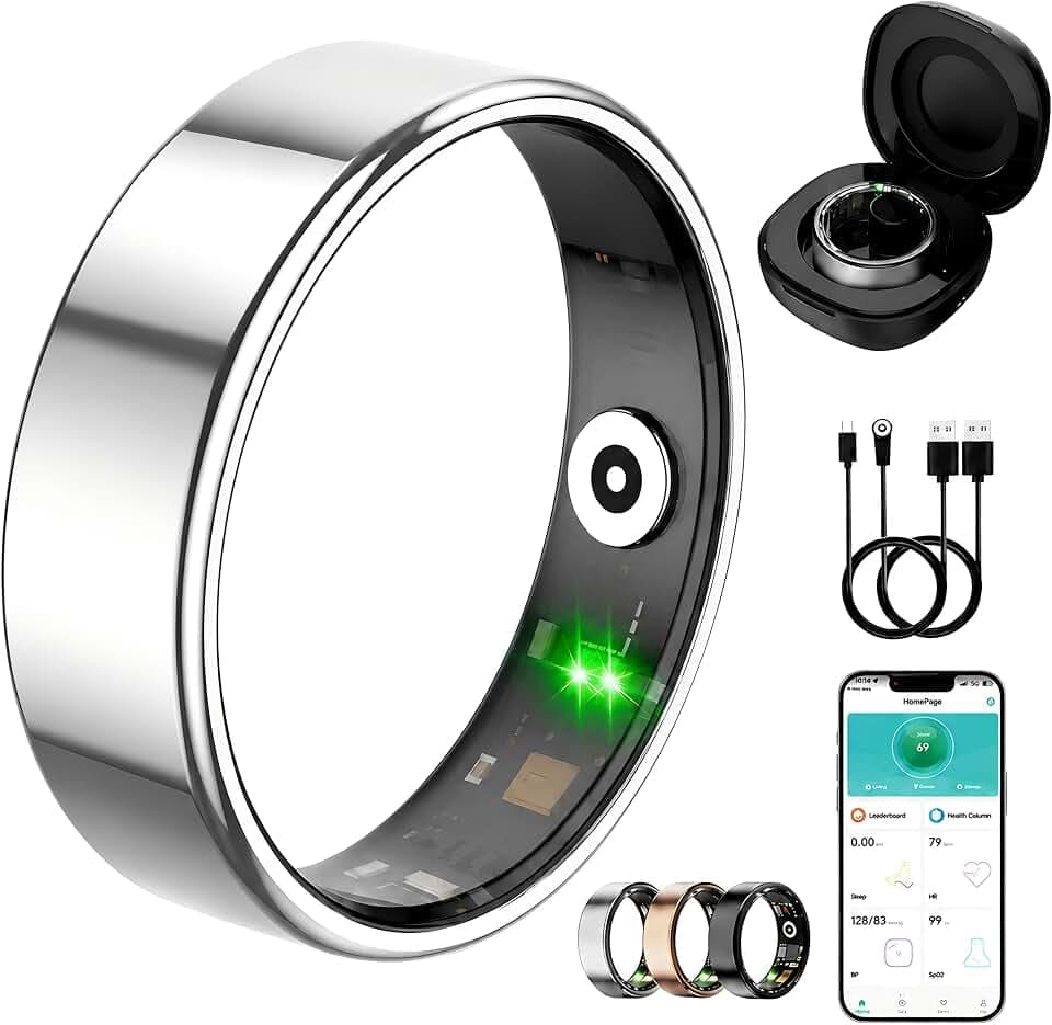 Smart Ring for Women Men(Silver,9)