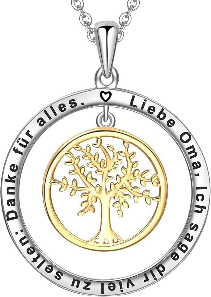 Damen Halskette Gravur 925 Sterling Silber Kreis Lebensbaum Kette Anhänger Geschenk für Mutter Mama Frauen Freundin Oma Tochter