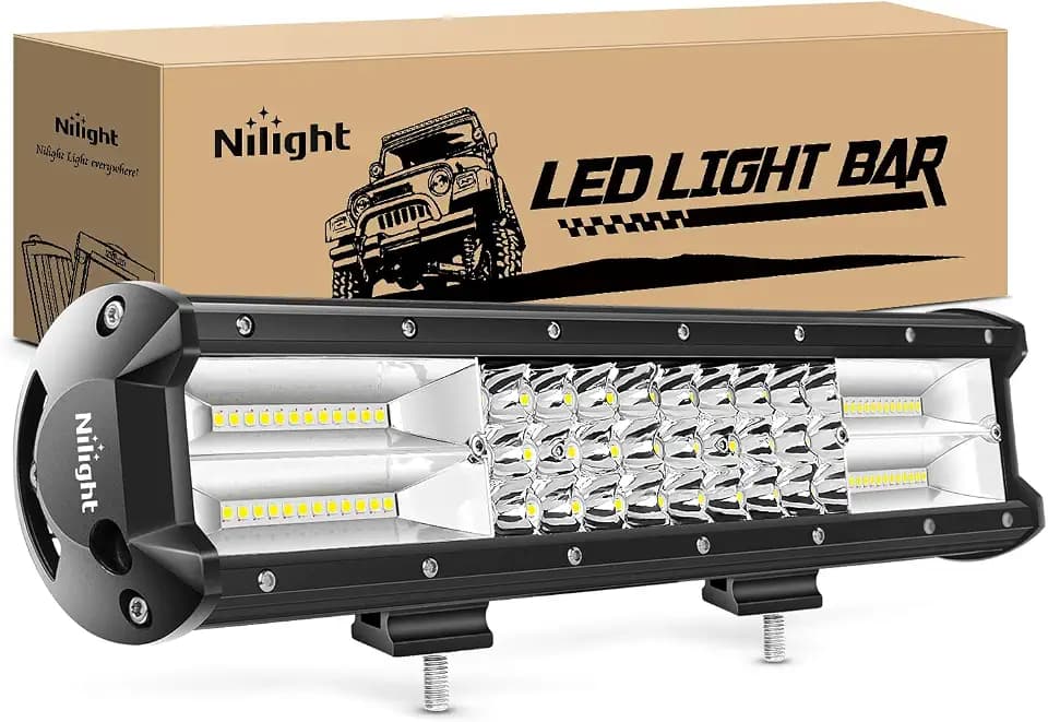 Nilight - 18003C-A 15Inch Triple Row Lights 216W 21600LM Flood Spot Combo Beam LED Light Bar Driving Boat Super Bright Led Off Road Trucks