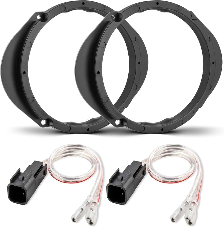 NuIth 5"x7" / 6”x8” to 6.5” Door Speaker Spacer Bracket W/Wire Harness Kit for Select 1999-2014 Ford/Lincoln/Mazda